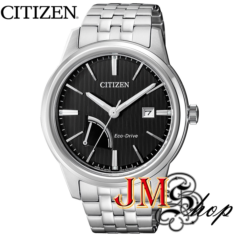 CITIZEN Eco-Drive นาฬิกาข้อมือผู้ชาย สายสแตนเลส รุ่น AW7000-58E (สีดำ)