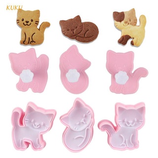 [KUKU] 3Pcs/set Cute Cat Cookie Molds Fondant Cutter Biscuit Cutter Cake Pastry Mold Decoration Kitchen DIY Baking Supplies