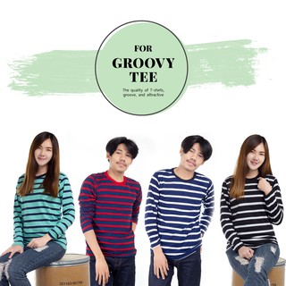 เก็บปลายทางได้ : (S105) Groovy Striped cotton Tee  เสื้อริ้ว/ลายทาง แขนยาว คอกลม ผ้าคอตตอน 100%