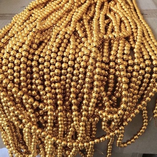 ลูกปัดมุกกลมเส้นสีทองขนาด8มิลเกรดเอ สีสวย(ยาว3เมตร)