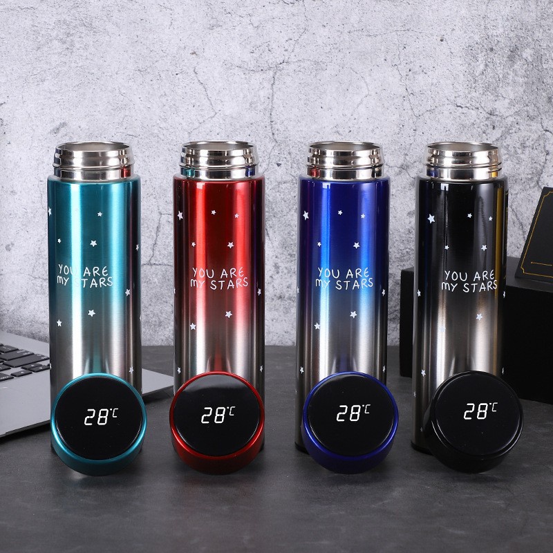 JJdaily2_Shop ขวดน้ำสแตนเลส กระติกน้ำอัจฉริยะสุดไฮเทค สแตนเลส 500ml เก็บความร้อน พร้อมส่ง A156 รูปที่ 5