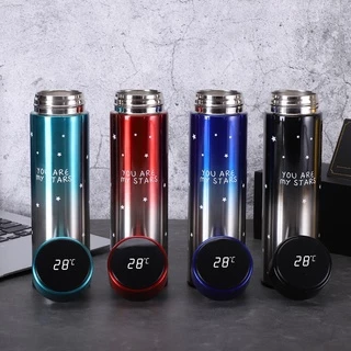 JJdaily2_Shop ขวดน้ำสแตนเลส กระติกน้ำอัจฉริยะสุดไฮเทค สแตนเลส 500ml เก็บความร้อน พร้อมส่ง A156