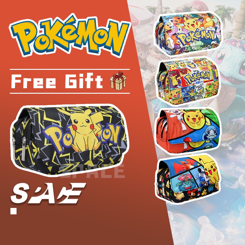 Pokemon pokemon กล่องดินสอ pikachu การ์ตูนอะนิเมะเด็กนักเรียนกล่องดินสอกล่องดินสอชายหญิง