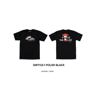 เสื้อยืดผ้าฝ้าย QWT123-1 POLISH BLACK