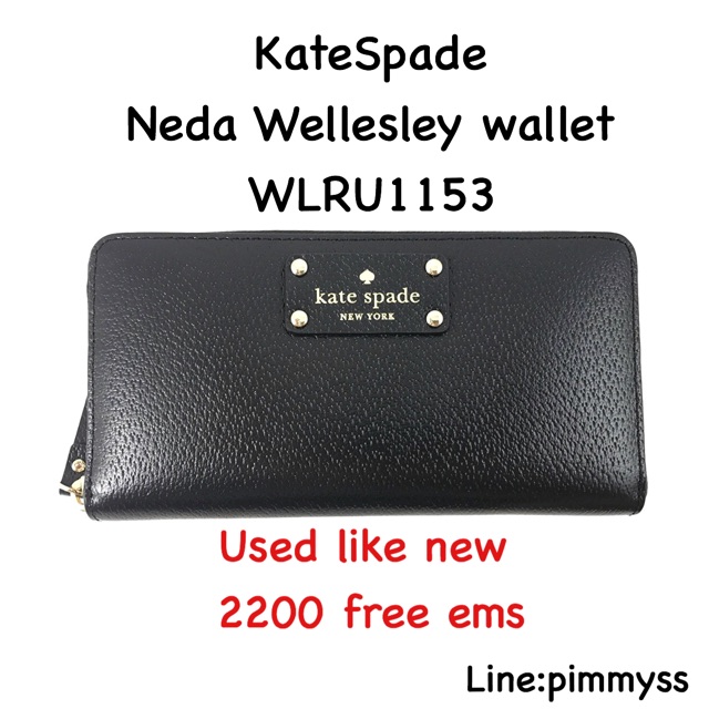(used like new✨/ของแท้) กระเป๋าสตางค์ Kate Spade หนังสีดำรุ่น Neda Leather Wellesley Wallet WLRU1153 สีดำ