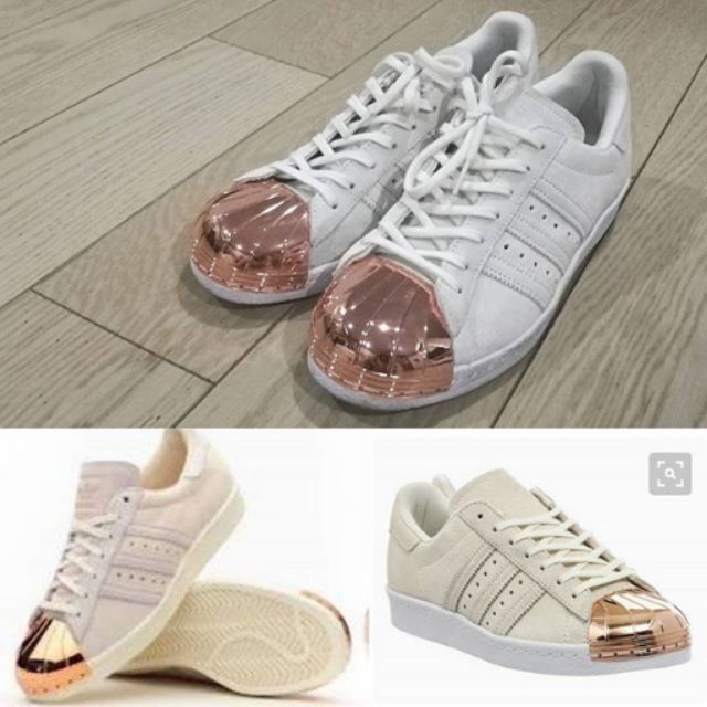 Adidas superstar 80's metal toe (offwhite/rose gold) trainer shoes