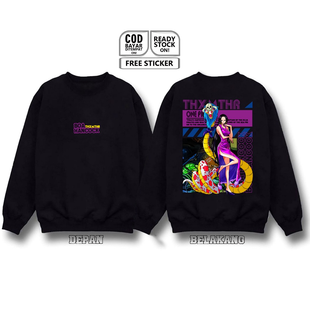 SWETER CRAWNECK BOA HANCOCK ONE PIECE WAIFU ANIME MANGA KUJA PIRATES WIBU OTAU NICO NAMI MONKEY D. L