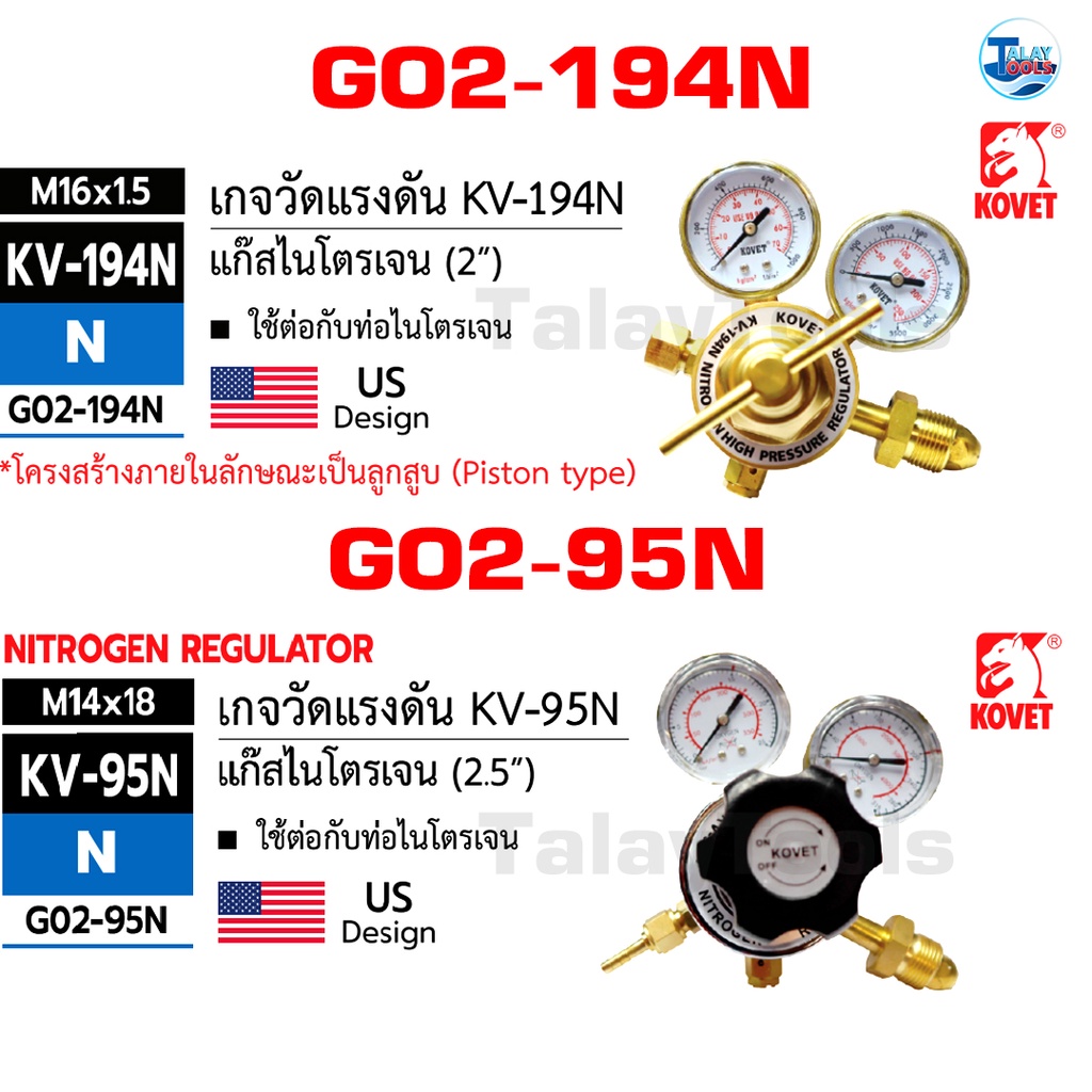 เกจวัดแรงดันไนโตรเจน KOVET สินค้าของเเท้ ( สเปกสินค้าที่ภาพ )TalayTools