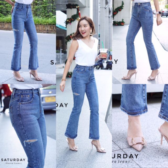 🌷NEW 🇰🇷 arrival ผ้ายืดใส่สบาย instock กางเกงยีนส์ผ้ายืด ทรงขาบาน