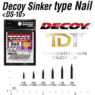 DECOY DS-10 NAIL SINKER ตะกั่วถ่วงเหยื่อ แบบเสียบ ญี่ปุ่นแท้ 100%