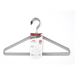 Kowa homeware Shirt Hanger ไม้แขวนเสื้อเชิ้ต Stainless Steel 304 สวมจุดซีลิโคลสีดำอย่างดี KWH- HG006 จำนวน 12 ชิ้น/แพค