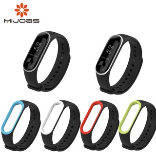 สายเสริม สายสำรอง Xiaomi Mi Band 3 4 Mijobs Replacement strap 2 tone Anti Drop กันหลุด Color Strap