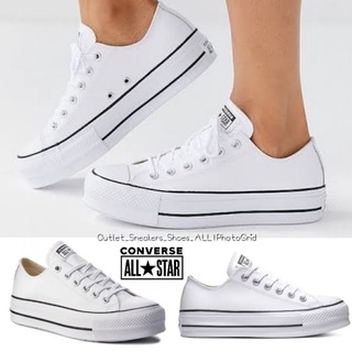 รองเท้า Converse Chuck Taylor Ox Platform Leather White Women ส่งฟรี