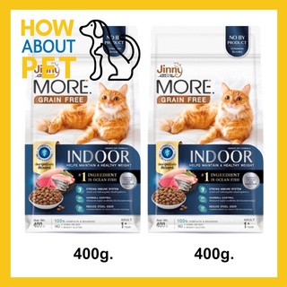 อาหารแมว Jinny More Grain Free Indoor Adult Cat Food สำหรับแมวโต เลี้ยงในบ้าน ลดความเสี่ยงการเกิดอาการแพ้ 400กรัม (2ถุง)