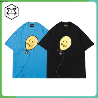 ✠㍿Drew House tshirt men women Summer cotton short sleeve casual streetwear balloons Smiley printing o-neck tee tops