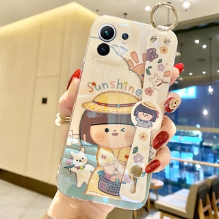 2021 New Case Xiaomi Mi 11 Lite Mi 10T Pro 5G เคส Wristband Phone Case Blu-ray Luxury Cartoon Sunshine girl Back Cover เคสโทรศัพท