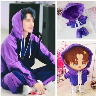 ชุดเสื้อผ้าตุ๊กตา Muppet Wang Yibo สีม่วง 20 ซม. สําหรับตุ๊กตา