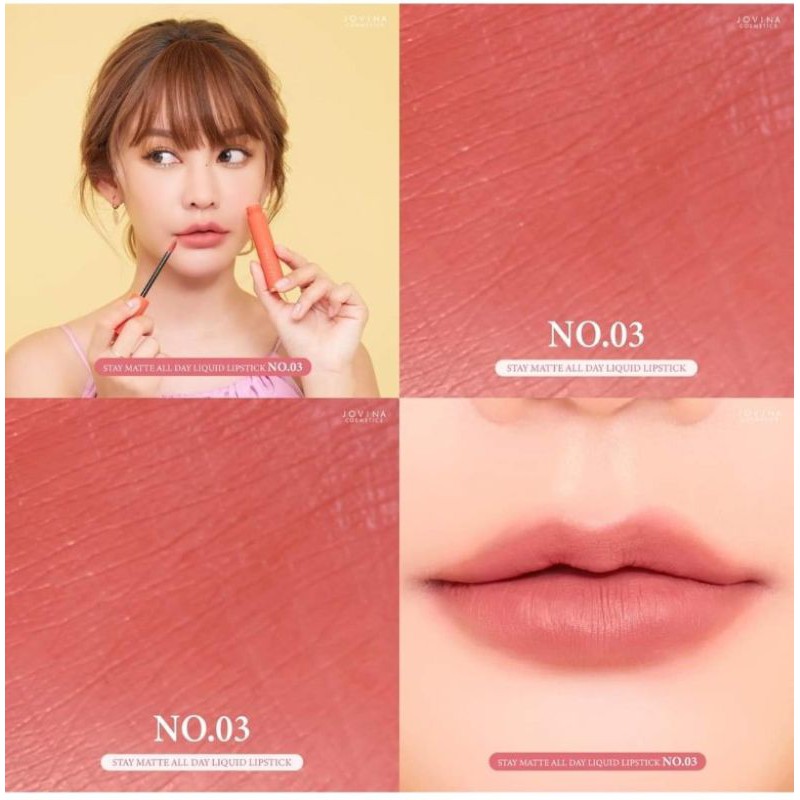 ลิป jovina รุ่น Stay matte all dayเบอร์03 ของแท้100%