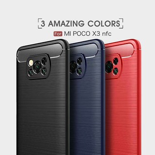 เคสโทรศัพท์คาร์บอนไฟเบอร์กันกระแทกสําหรับ Xiaomi Poco X3 Nfc