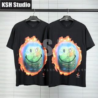 Travis Fortnite Fortnite Smile Fire Earth Short Sleeve Men and Women Couple T-shirt High Street TEE