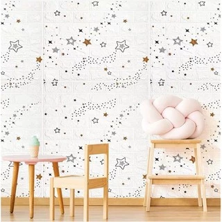 🌟DIY🌟 77 X 70CM วอลเปเปอร์ติดผนัง มีกาวในตัวติดผนัง 3D wallpaper ลายดาว ลายการ์ตูน wallpaper