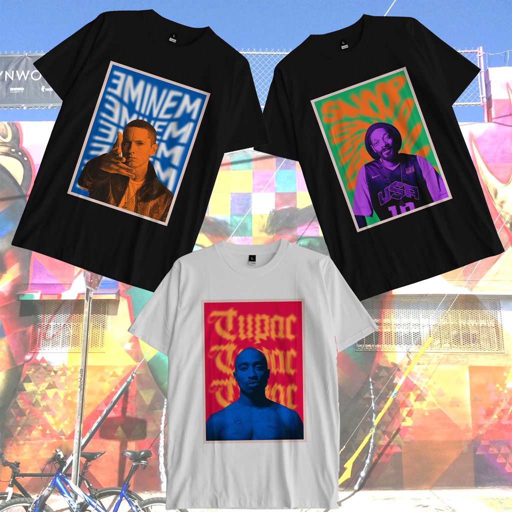 เสื้อยืดโปสเตอร์ Eminem Tuppac Snoop Dogg