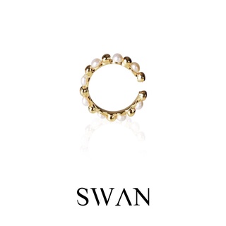 SWAN - Baroque Pearl Cuff ต่างหูหนีบเงินแท้ ชุบทอง14K  ไม่ต้องเจาะ ear cuff มุกแท้ มุกบารอค มุกน้ำจืด