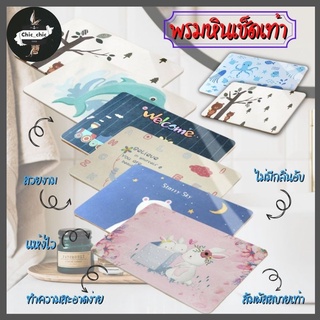 พรมหินเช็ดเท้า ลายน่ารัก พรมเช็ดเท้า แห้งไว ไร้กลิ่นอับ ไม่ต้องซัก
