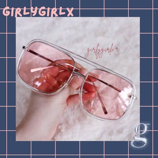 🍹Girlygirlx🍹แว่นตา No.13 เลนส์ชมพู ทรงสี่เหลี่ยม กรอบใหญ่ แว่นตากันแดด แว่นตาแฟชั่น