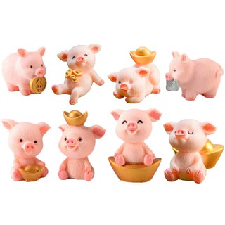 8 ชิ้นโกลเด้นเหรียญตุ๊กตาหมูขนาดเล็กน่ารักตุ๊กตาสัตว์ของเล่น Lucky Piggies เค้ก Topper ตกแต่งเรซิ่น DIY ตกแต่งโครงการหัตถกรรม