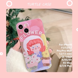 [พร้อมส่ง] เคสโทรศัพท์มือถือแบบใส ลายดอกไม้กอด เด็กผู้หญิงตัวเล็ก สําหรับ iPhone 14 13 12 11 PROMAX XS XR XSMAX SE2020 6 7 8PLUS MINI