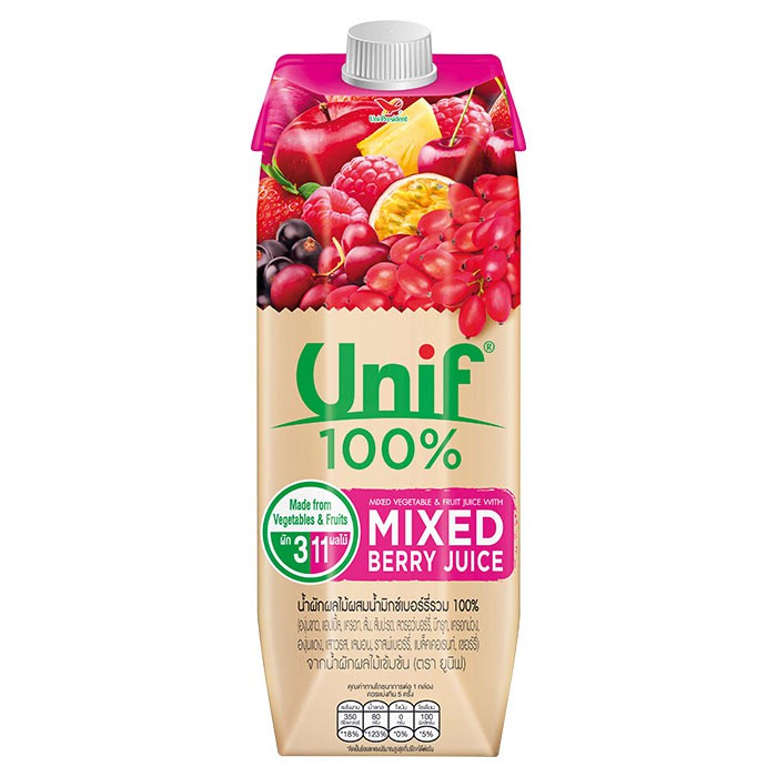 ยูนิฟ น้ำผักผลไม้ผสมมิกซ์เบอร์รี่รวม 100% 1,000 มล.