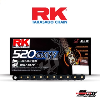 โซ่ RK 520 GXW XW-ring Top Grade สีดำหมุดทอง ยาว120ข้อ (ข้อต่อ : แบบหมุดย้ำ)