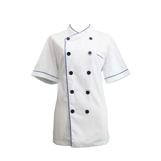 🚚💨พร้อมส่ง!! เอโร่ เสื้อกุ๊กแขนสั้น กระเป๋าเจาะ สีขาว Size M aro Chef Uniform M-Cjhwd3-1 Size M