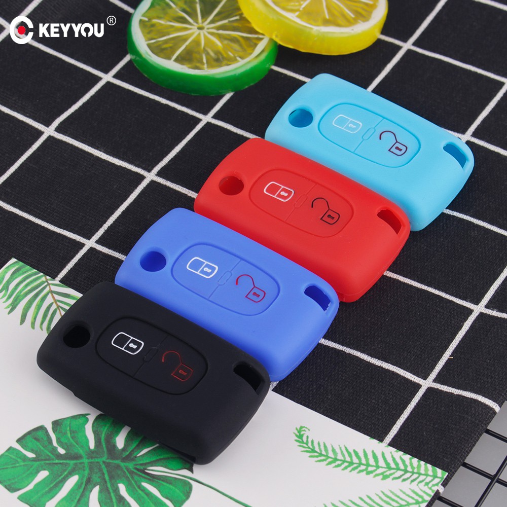 กญแจรถ KEYYOU 2 Buttons Silicone Remote Key Case Protect Cover For