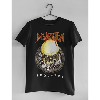 คอลูกเรือเสื้อยืดคอกลมเสื้อยืด พิมพ์ลาย Devastation Idolatry Thrash Metal Death Morbid Saint Dark Angel Sadus Exhorder D