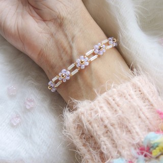 Midnight Luna -Daisy Daisy bracelet กำไลลูกปัดญี่ปุ่นลายดอกไม้สีม่วง