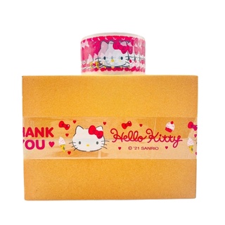 เทป Hello Kitty (ขายยกแถว 6 ม้วน) พื้นหลังชมพูใส อักษรแดง เทปติดกล่อง เทปติดพัสดุ