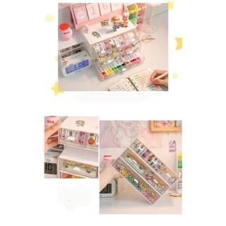 ฟรีสติ๊กเกอร์ ก่ลองลิ้นชักใส่ของ กล่องเก็บของ กล่องเก็บเครื่องสำอาง ชั้นวางของ เรียงซ้อนกันได้