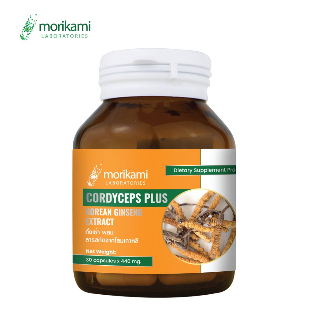 ถั่งเช่า พลัส โสม x 1 ขวด Cordyceps plus Korean Ginseng Extract ถั่งเช่า พลัส สารสกัดจากโสมเกาหลี morikami โมริคามิ