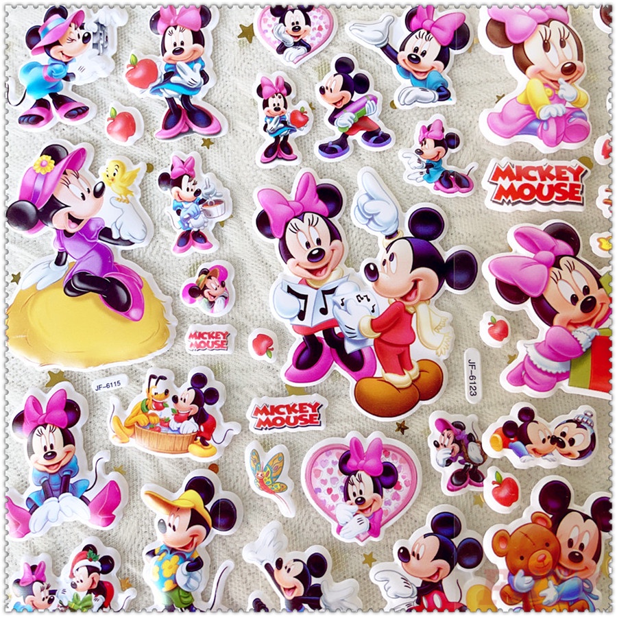 Mickey&Minnie Q-1 DIY Rewards Sticker 1 Sheet 3D Puffy Bubble Stickers Waterpoof Toys PVC Stickers