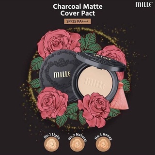 MILLE CHARCOAL MATTE COVER PACT SPF25 PA++ มิลเล่ แป้งชาร์โคล ( 5g.)