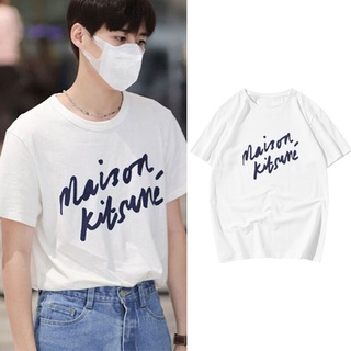 ค่าของเงิน  OVP Maison Kitsune สำหรับทั้งหญิงและชายแขนสั้นเสื้อยืดลำลองผ้าฝ้ายพิมพ์ตัวอักษร TeeS-3XL