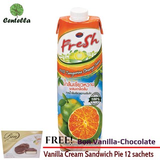 M&amp;K FRESH 100%TANGERINE 1 L x1 box Free Bon Vanilla-Chocolate Vanilla Cream Sandwich Pie 12 sachets 240 gram