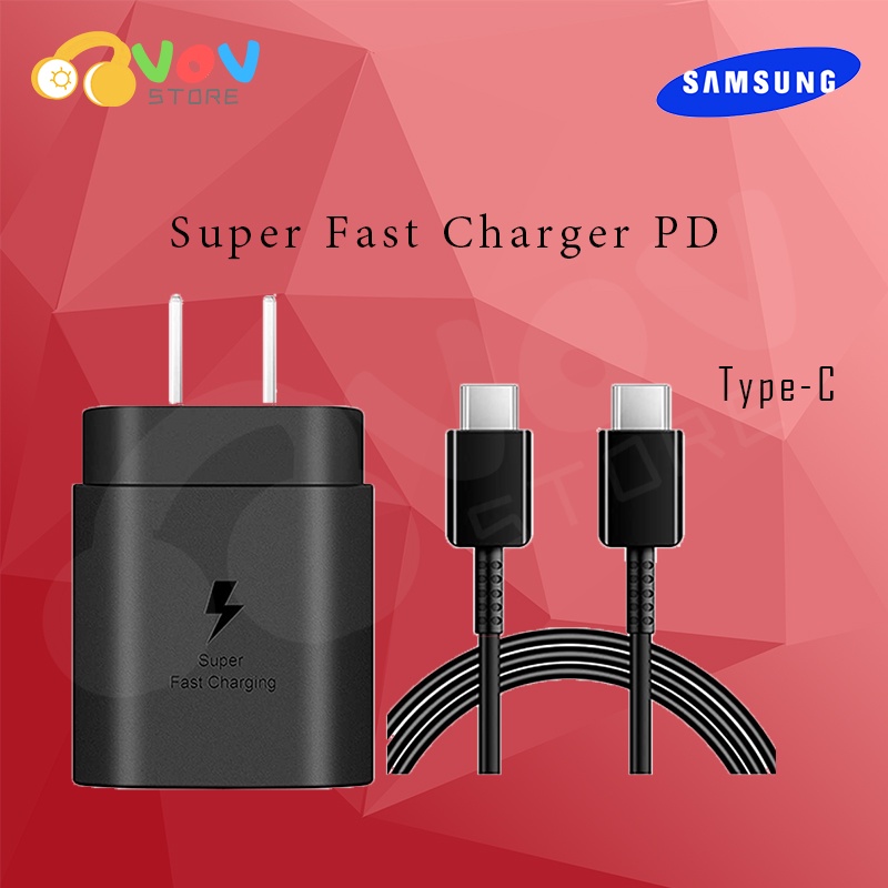 สายชาร์จ ชาร์จเร็วสุดSamsung Note10 Super Fast Charging type C cable Wall Charger-25W PD AdapterFor A70A80iPad ProOPPO