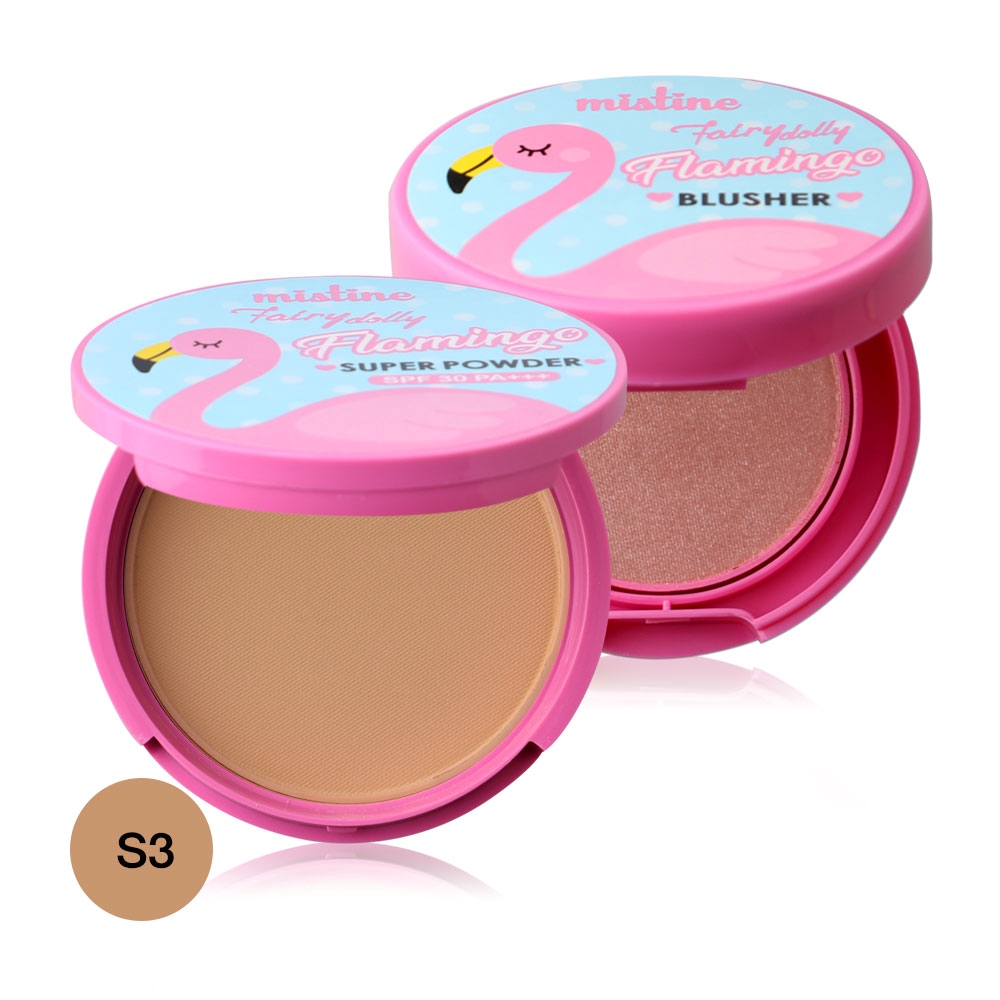 Mistine Set 2 Items Fairy Dolly Flamingo Super Powder SPF30/PA+++ 10g #S3 + Fairy Dolly Flamingo Blu