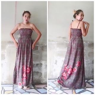 Smock Maxi Dress ลายดอก