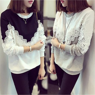 เสื้อยืดแฟชั่นสตรี แขนยาว เวอร์ชั่นเกาหลี ขนาดใหญ่