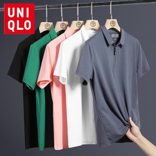 Uniqlo เสื้อโปโลแขนสั้นลําลอง ผ้าฝ้าย ทรงหลวม เหมาะกับฤดูร้อน สําหรับผู้ชาย