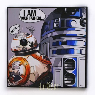 R2D2 &amp; BB8 อาร์ทูดีทู &amp; บีบีเอท หุ่นยนต์ Star Wars สตาร์วอร์ส รูปภาพ​ติด​ผนัง​ pop art แต่งบ้าน ของขวัญ กรอบรูป​